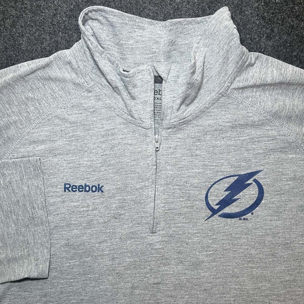 Reebok Tampa Bay Lightning NHL Hockey Long Sleeve 1/4 Zip T Shirt Mens 2XL
